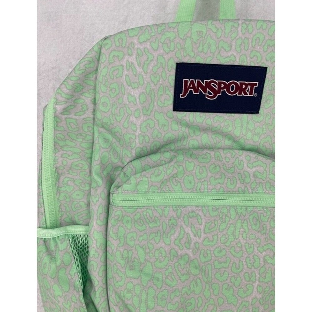 JanSport Backpack Cross Town Green Digital Cheetah Print School Bag Lime - Picture 2 of 5